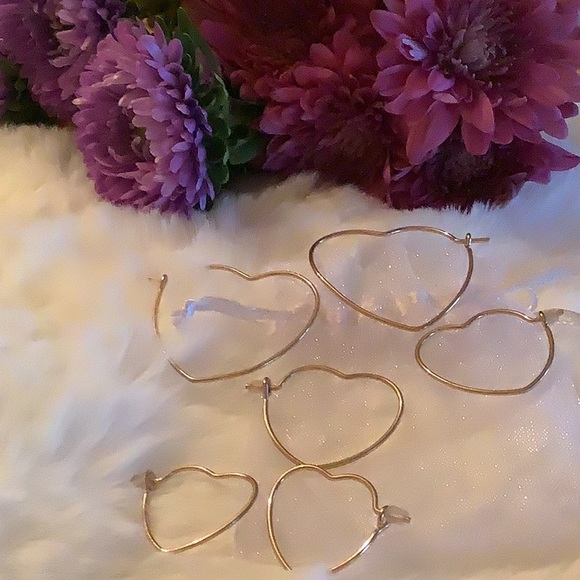 Gold Heart Hoops Set - Picture 4 of 5